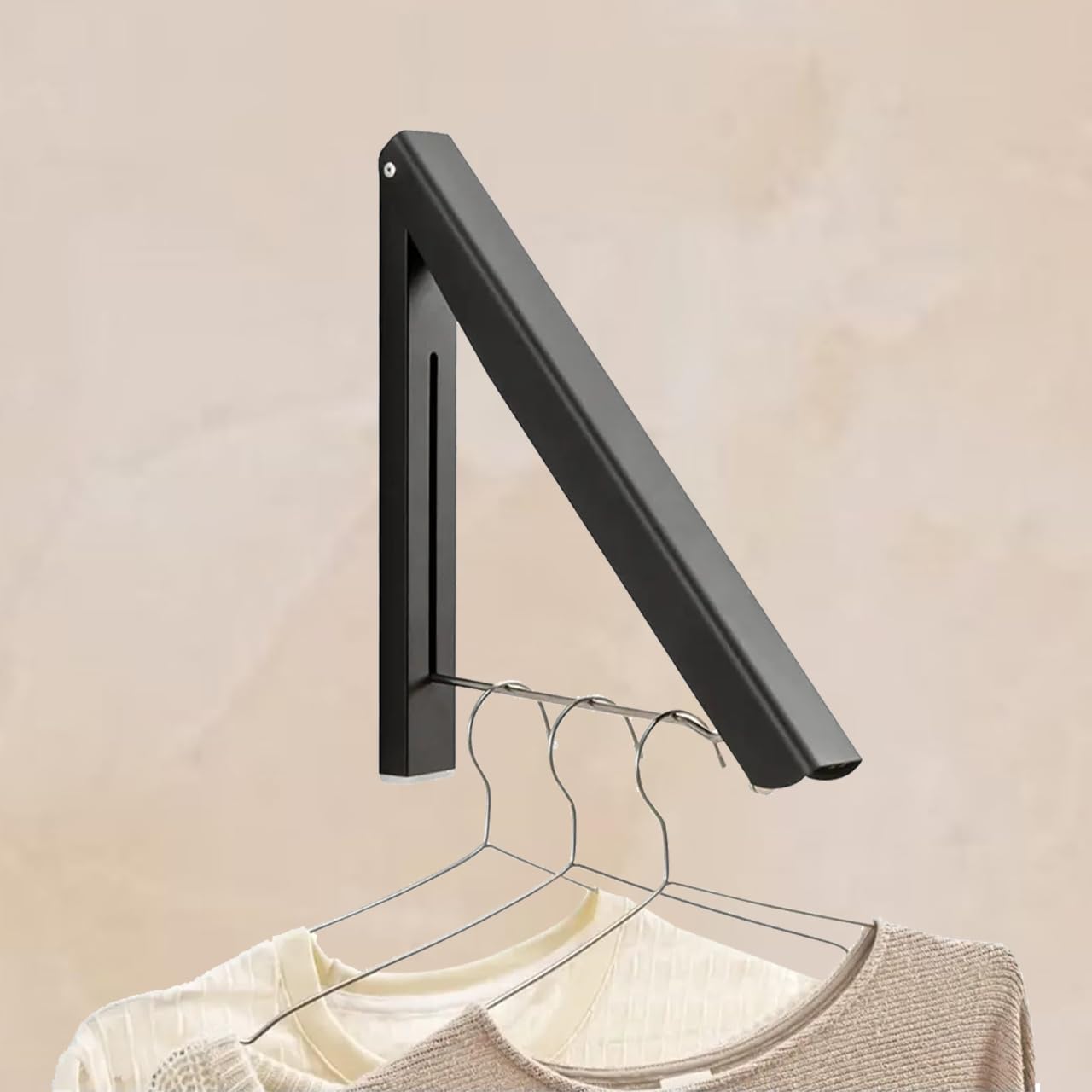 Combo: Wall Mounted Cloth Drying Rack - Space-Saving, Easy Installation | Drilling Kit Included | Black