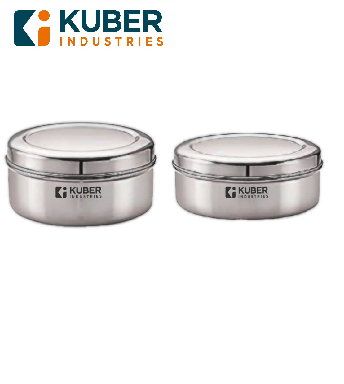 Set of 2: Stainless Steel Flat Kitchen Storage Containers | Rust Proof, Easy to Clean & Stackable | Silver