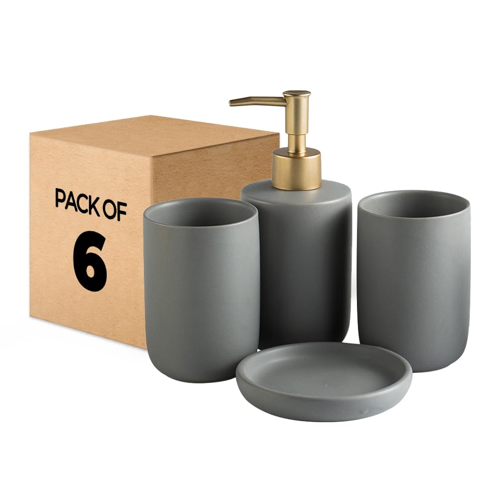 The Better Home 4Pcs Bathroomware Set Grey (Set of 6)