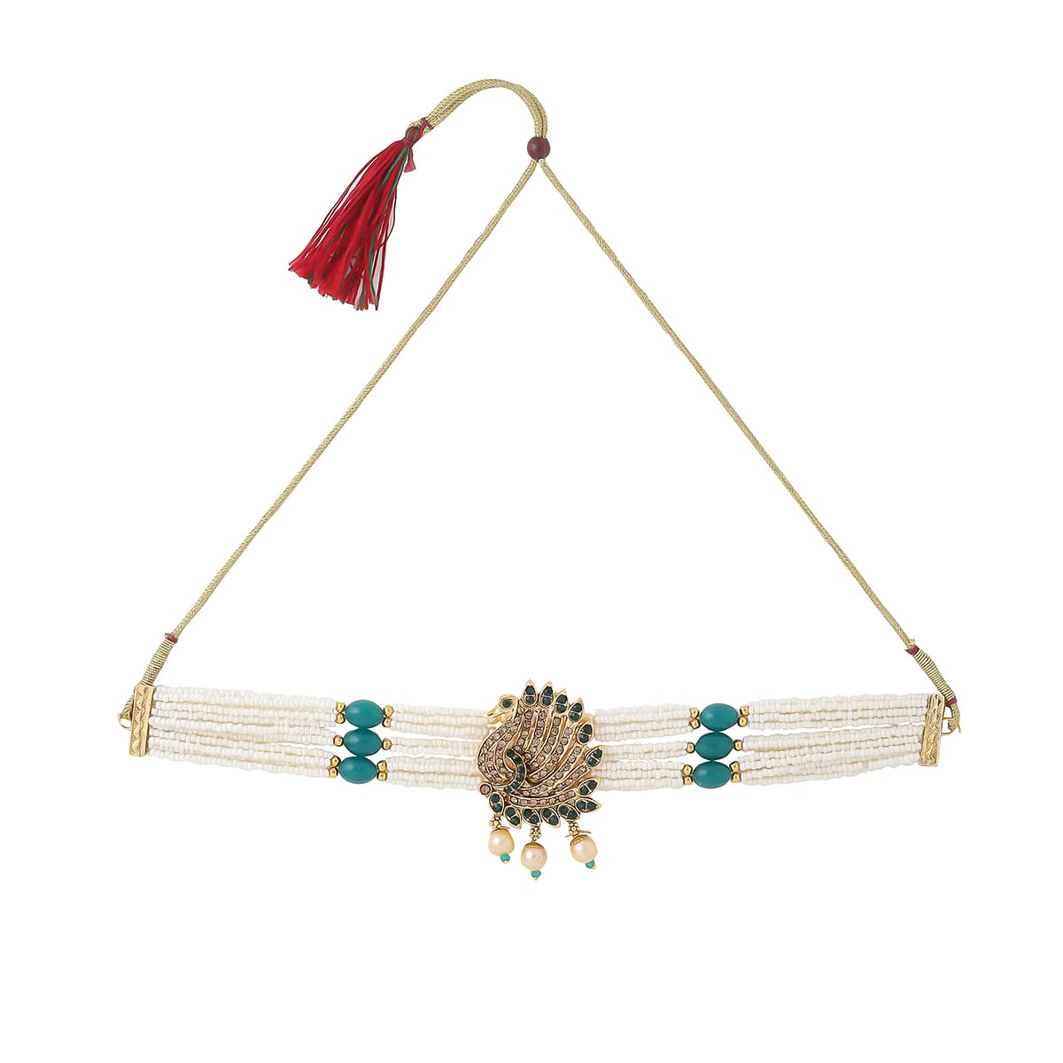 Yellow Chimes Beaded Pearl Drop Necklace - Anniversary