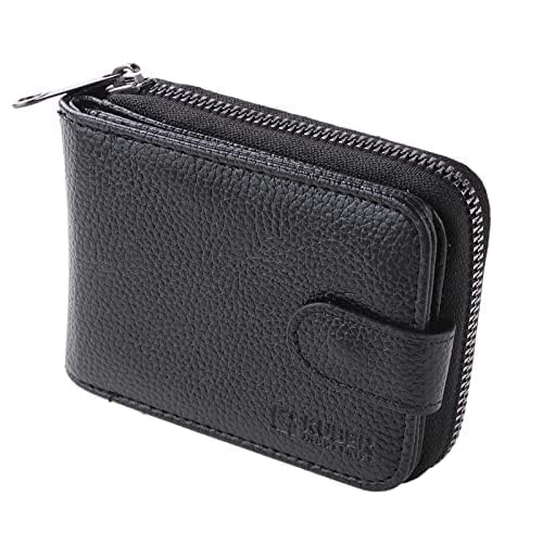 Kuber Industries Card Holder Wallet for Men Women|Debit Credit Card Holder|Wallet for Id, Visiting Card, Buisness Card|RFID Protected|Button & Zipper Closure Wallet|Black (Pack of 3)