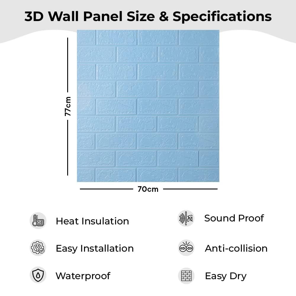 Kuber Industries Foam Brick Pattern 3D Wallpaper for Walls|Soft PE Foam| Easy to Peel, Stick & Remove DIY Wallpaper|Suitable on All Walls|Set of 2 Sheets, 70 cm X 77 cm (Pack of 1)