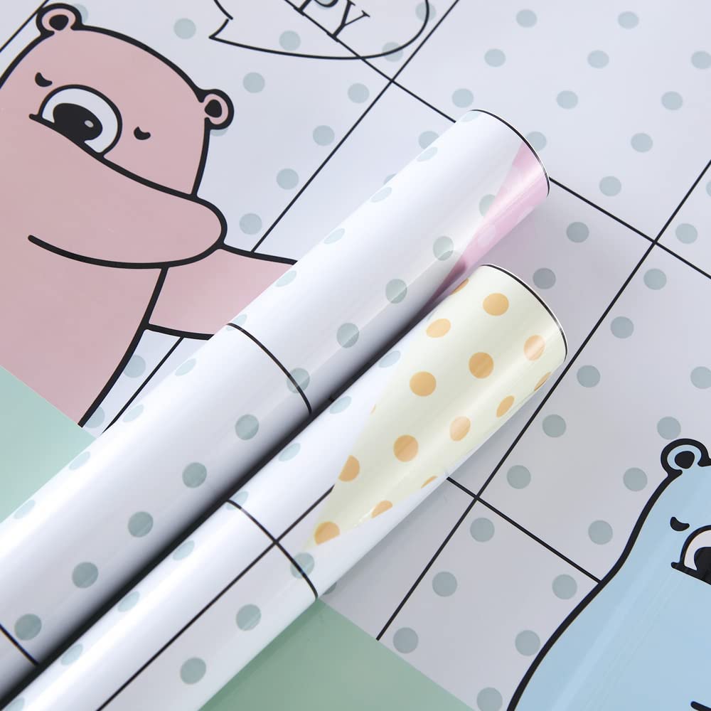 Pack of 5: Self-Adhesive PET Wallpaper for Kids Room | Oilproof, Waterproof, Heat Resistant | 60cm x 300cm