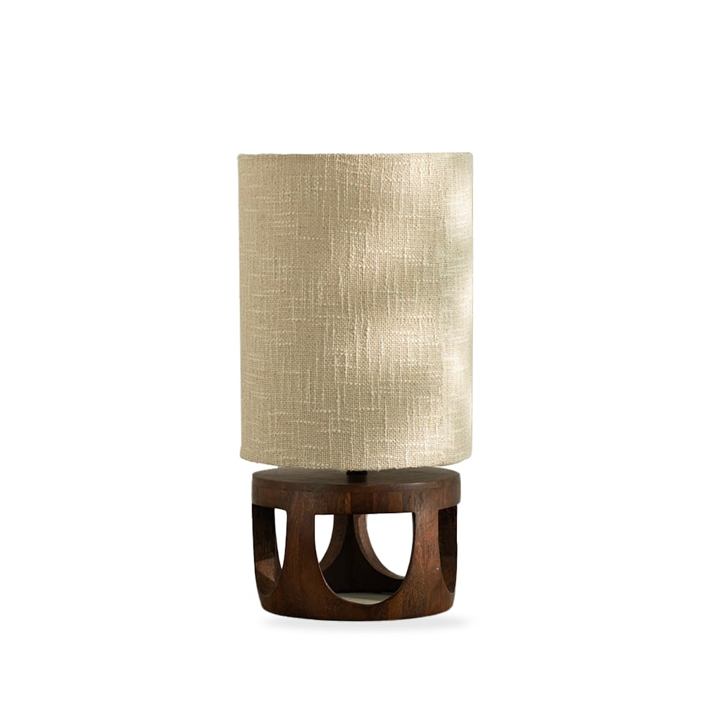 Ellementry Gren Wooden Table Lamp for Bedroom | Bedside Lamp for Bedroom| Eco- Friendly Table Lamp for Living Room | Sustainable Home D�cor Items | Bedroom D�cor | Walnut