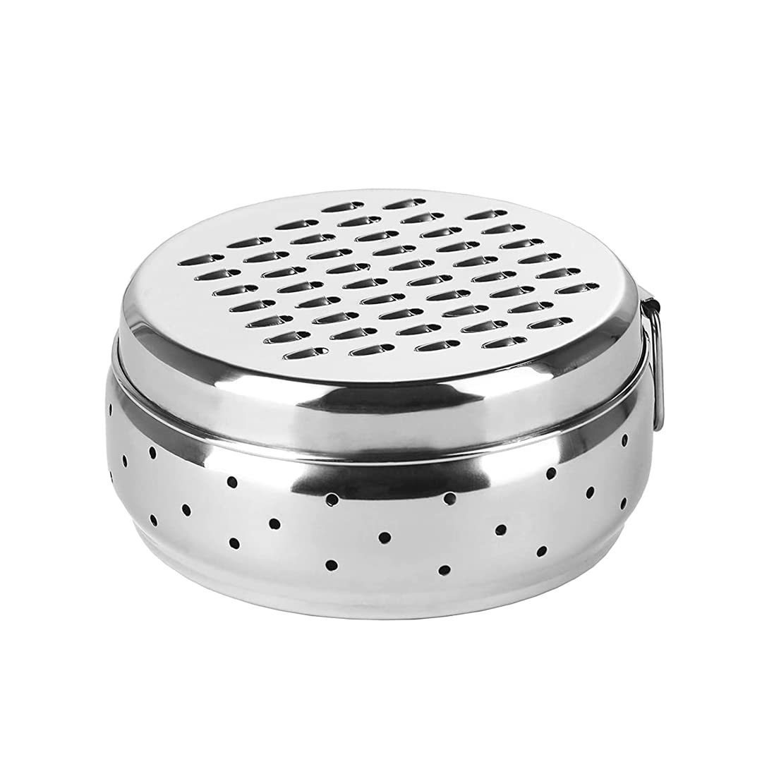 Kuber Industries Stainless Steel Grater with Storage|Stainless Steel, Multifunctional Use & Refrigerator Safe|Light Weight & Durable|Cheese,Carrot & Coconut Grater Lid with Ventilated Box (Pack of 1)