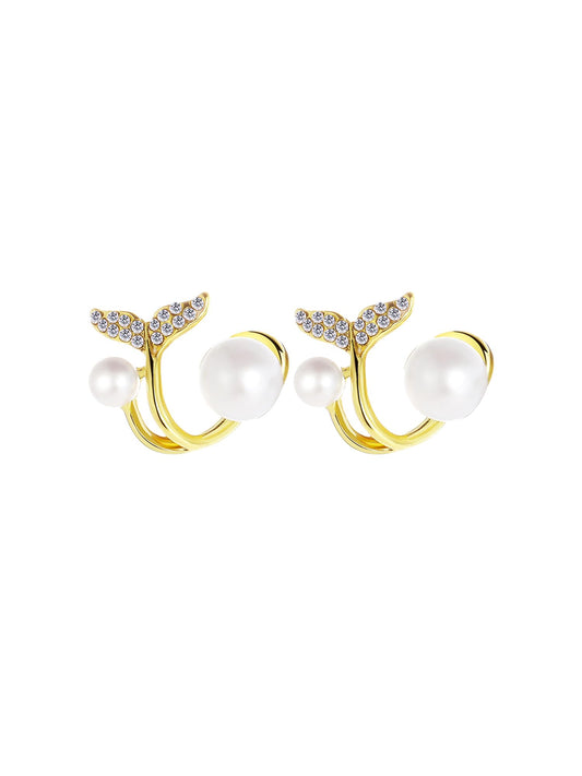 Kairangi Gold Toned Pearl Stud Earrings - Elegant Anniversary Gift