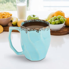 The Better Home Terra Series Ceramic Tea Coffee Cup with Handles | Microwave Safe | Scratch Resistant | Stain Proof | Glossy Finish | Gifting Set | (Pack of 2- Sky Blue)