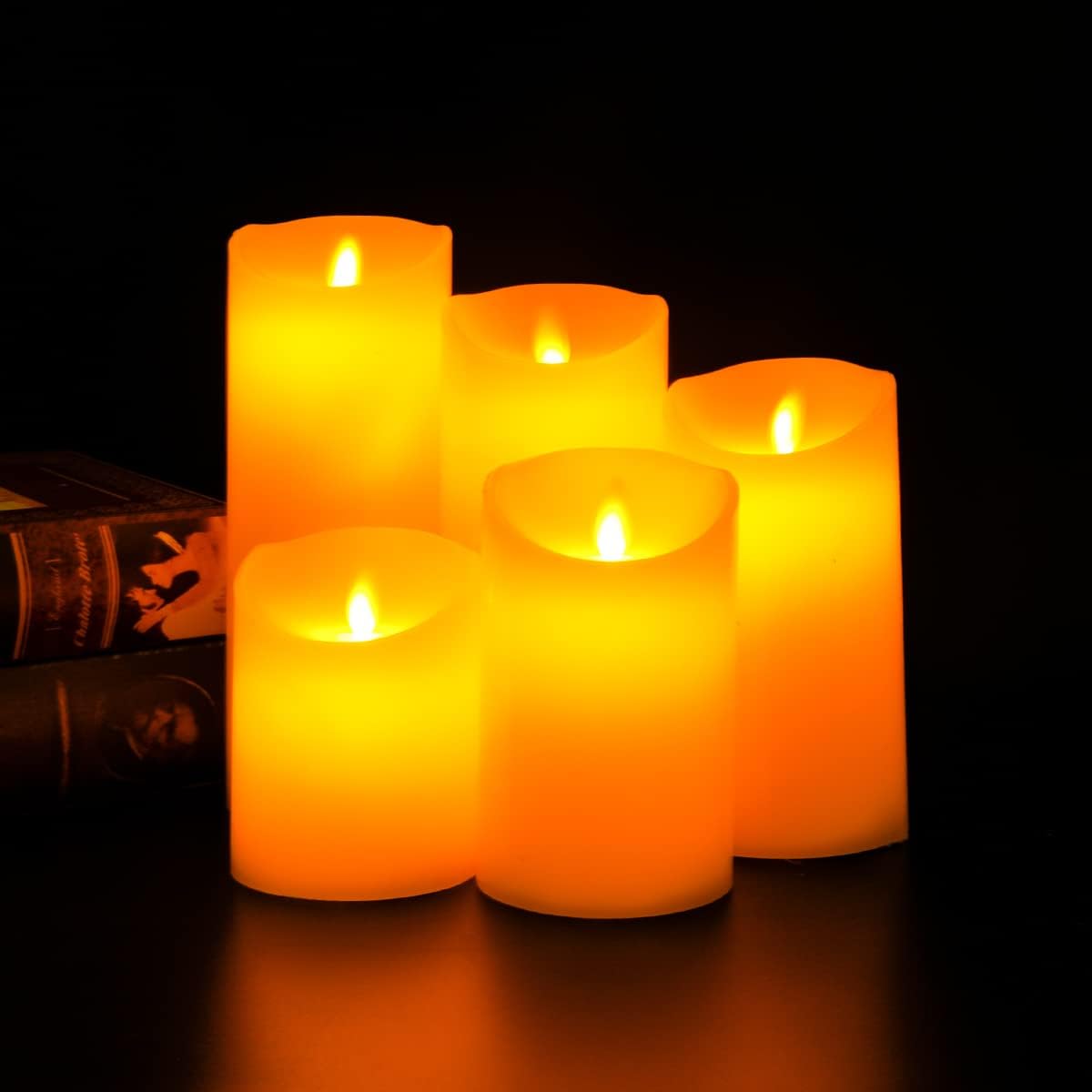 Pack of 6: LED Flameless Candles - Battery Operated, Yellow Light | Ideal for Diwali & Parties | Gray