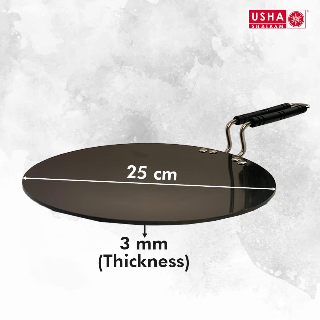 Hard Anodized Roti Tawa with Riveted Handles | 25 cm Diameter | Gas Stovetop Compatible | Black