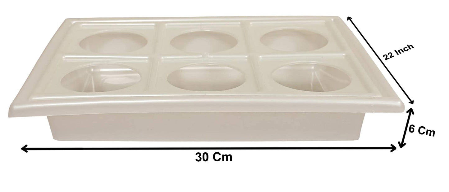 Heart Home Plastic 6 Slots Glass Holder Tray (White)