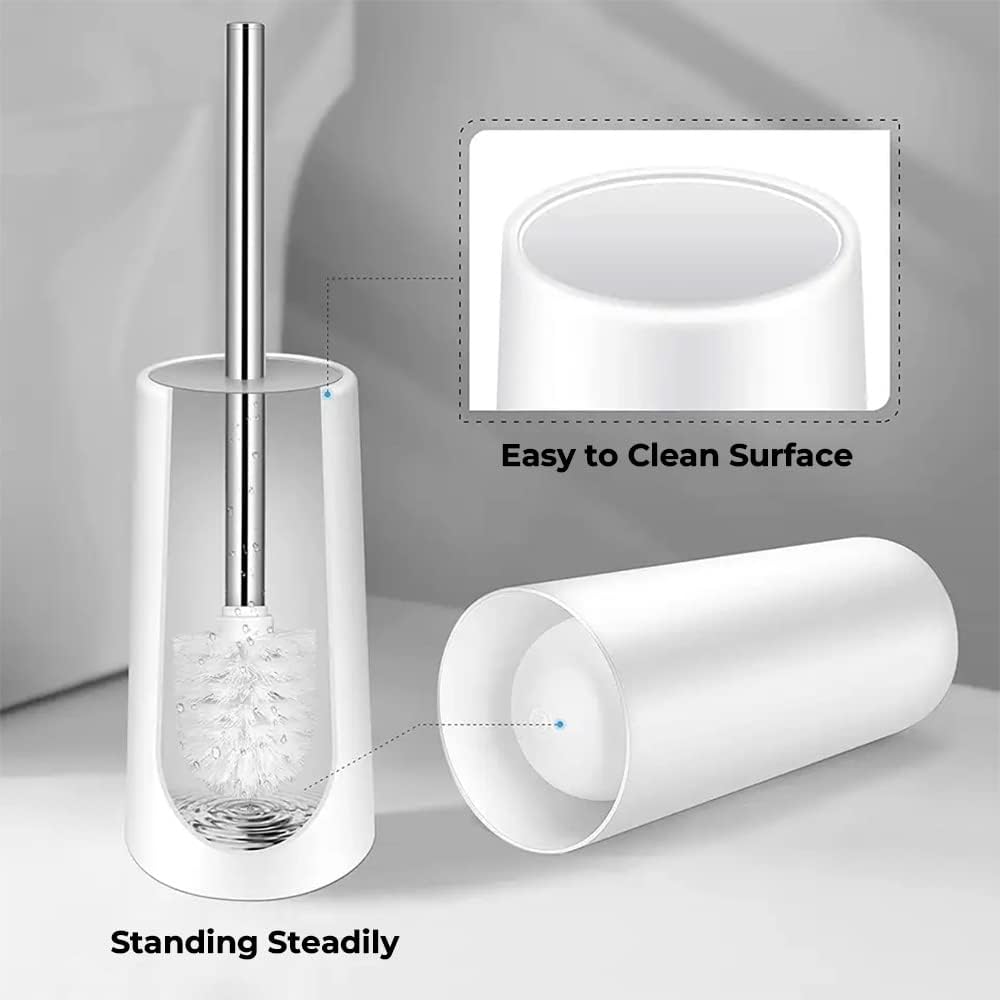 Combo: Stainless Steel Toilet Brush with Holder - Durable, Easy to Clean | Pack of 3 | Black | Size: Standard