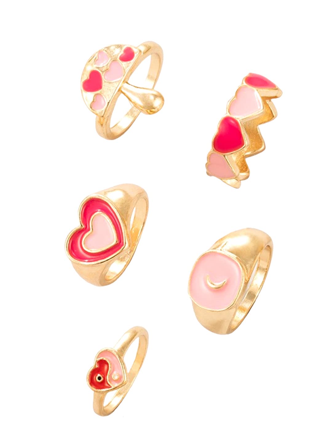 Yellow Chimes pink midi rings - fashionable look for girls