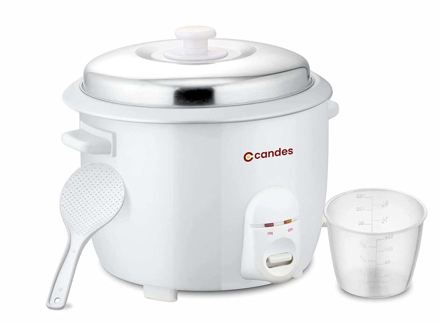 Candes Aroma Electric Easy Cook 1.8 liters Automatic Rice Cooker with 1 Measuring cup and Spatula (1 Year Warranty, 700W) (White)