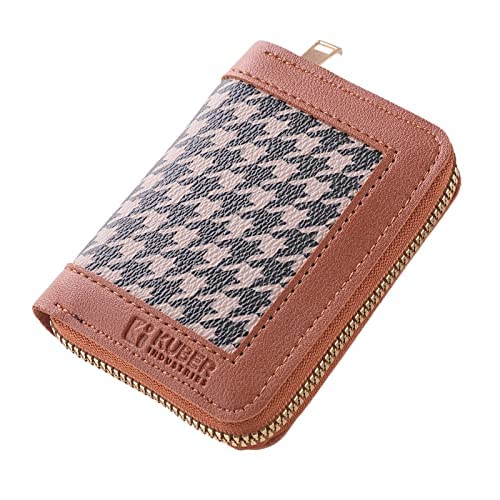 Kuber Industries Card Holder Wallet for Men Women|Debit Credit Card Holder|Wallet for Id, Visiting Card, Buisness Card|Zipper Closure Wallet|Brown (Pack of 4)