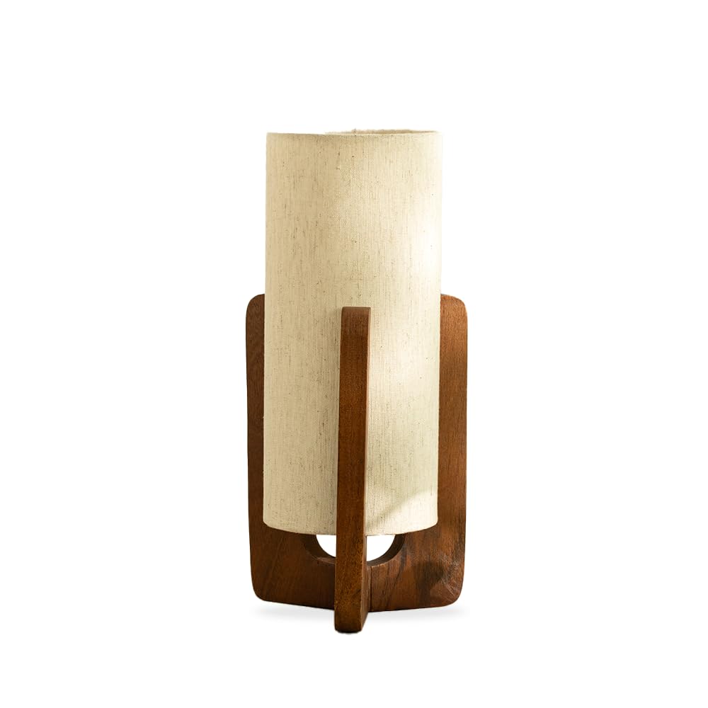 Ellementry Gren Wooden Table Lamp for Bedroom | Bedside Lamp for Bedroom | Eco- Friendly Table Lamp for Living Room | Sustainable Home D�cor Items | Bedroom D�cor | Cinnamon