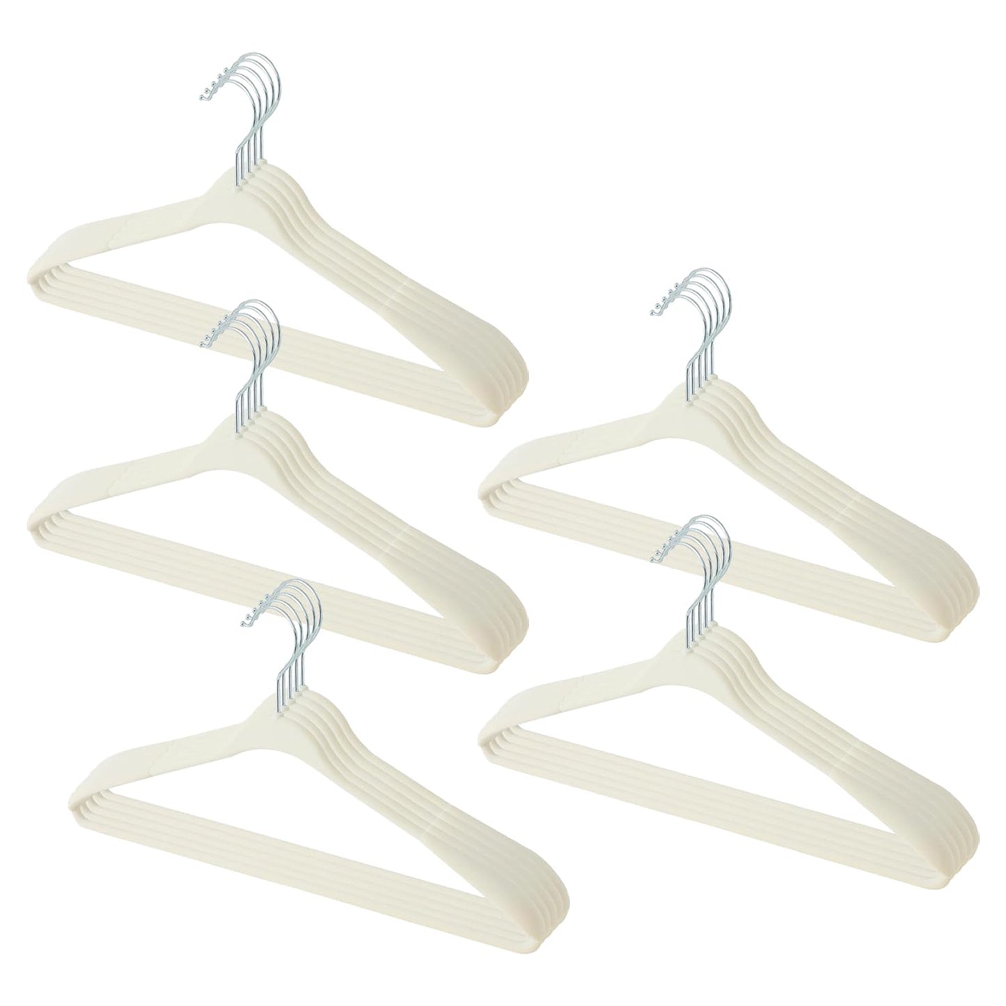 Set of 25: Velvet Cloth Hangers with Chromed Plated Steel Hooks | Color: White | Perfect for Organization