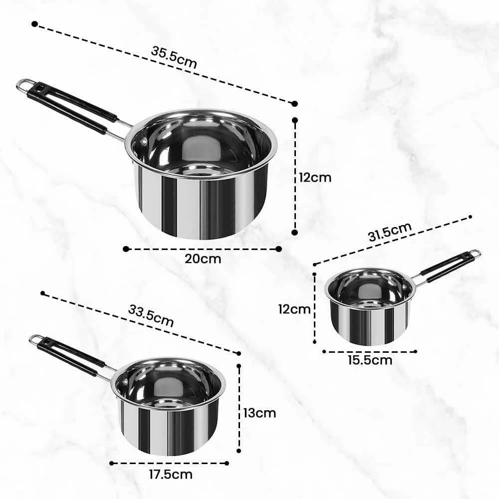 Combo: Dinner Plates Set of 6 & 3-Piece Sauce Pan - Heavy-Duty Stainless Steel | Color: Silver