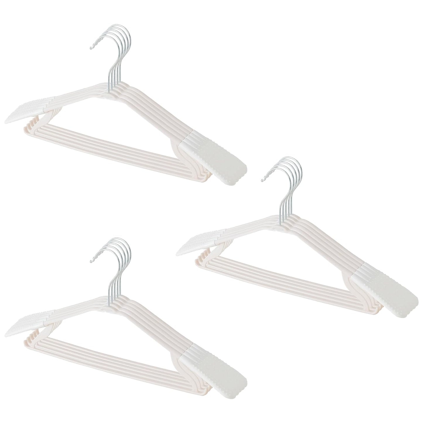 Combo: PP Cloth Hanger Set - Zinc Plated Steel Hook | Set of 15 | Size: Standard | Color: White