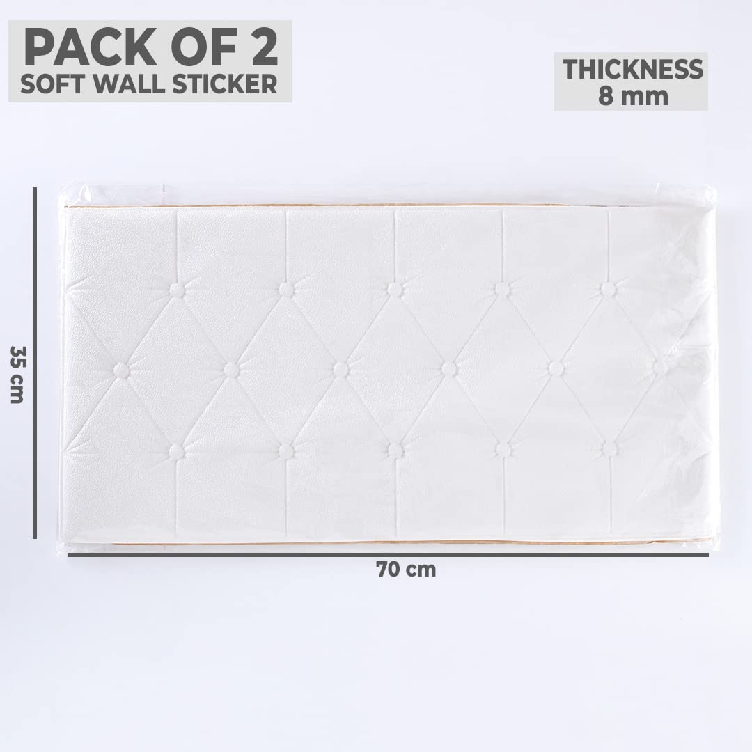 Pack of 2: Soft Wall Stickers - Quirky Pattern, Self-Adhesive | Easy Peel & Stick | 35cm x 70cm | White