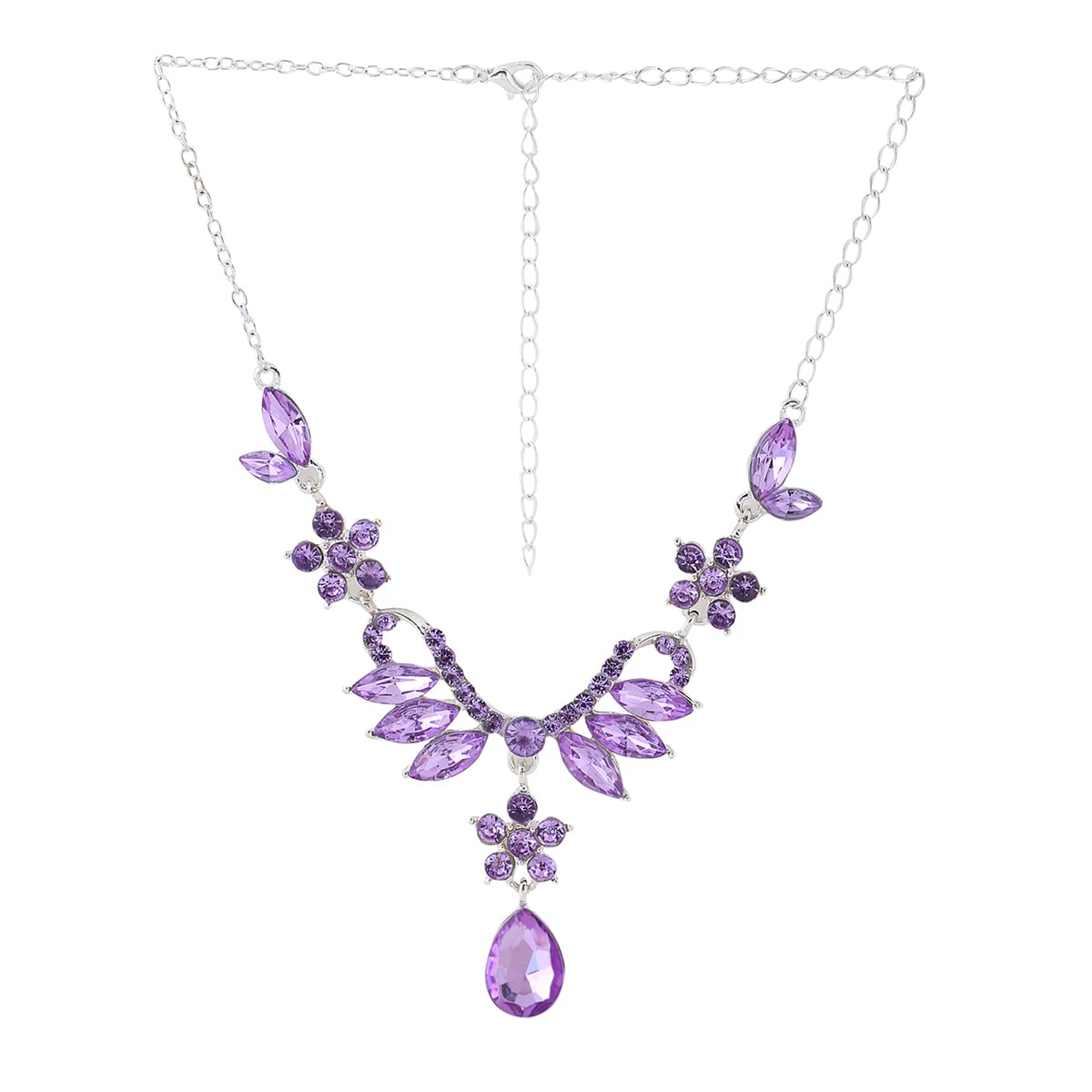 Yellow Chimes Floral Crystal Jewellery Set - Elegant Accessory