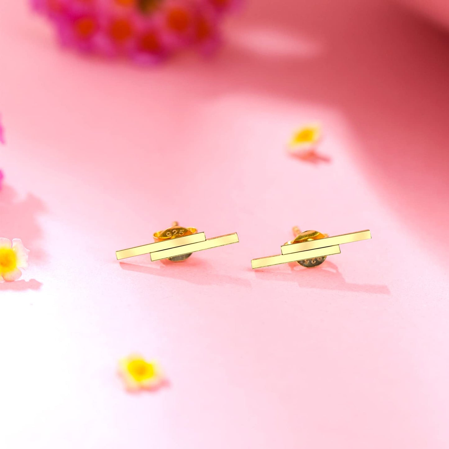 Yellow Chimes Silver Stud Earrings - Anniversary Present