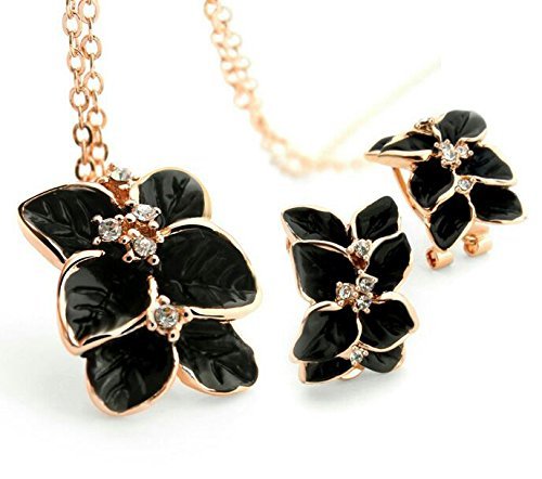 Yellow Chimes black crystal pendant set - trendy fashion accessory
