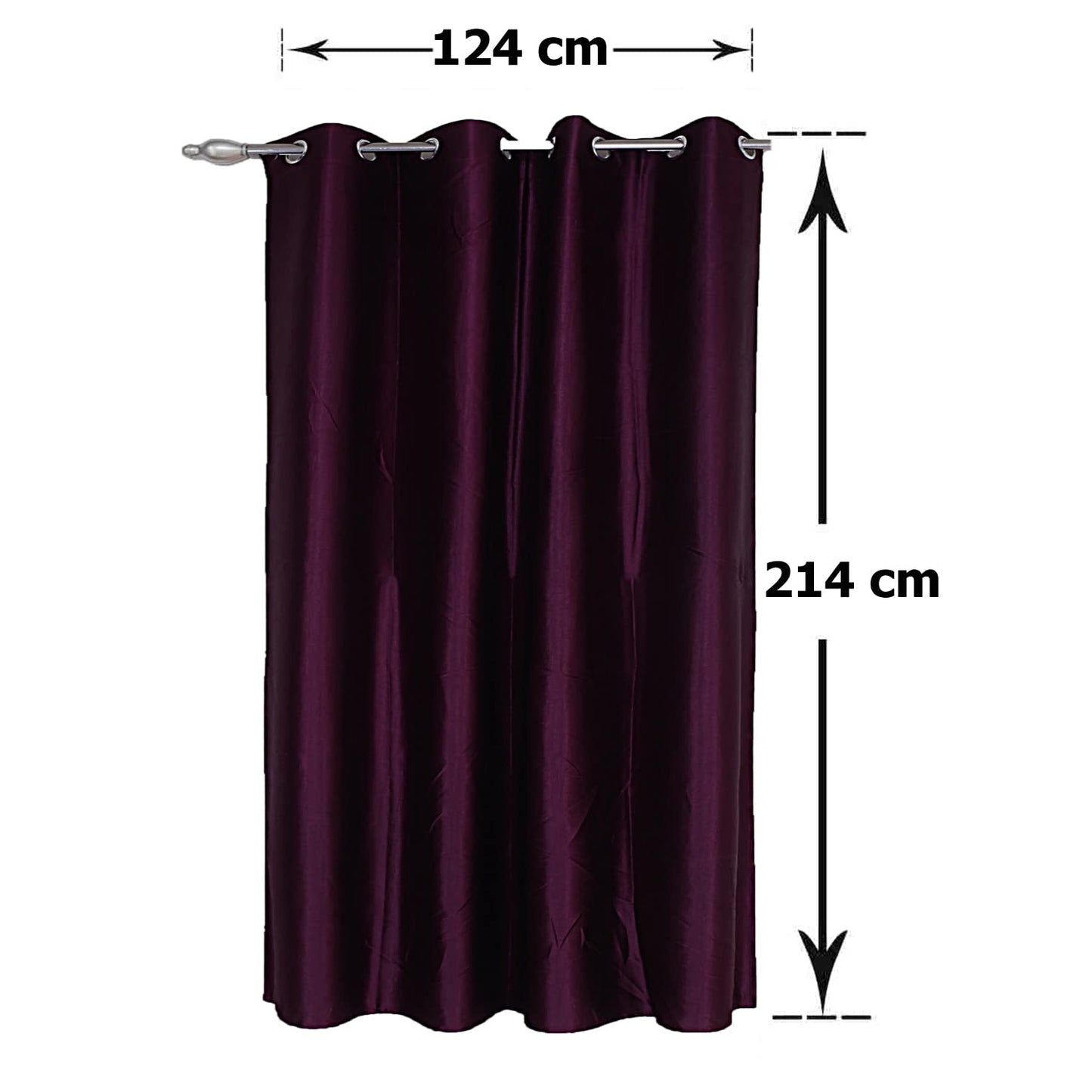 Set of 2: Blackout Door Curtains - Faux Silk, Eyelet | Room Darkening | 7 Feet | Purple