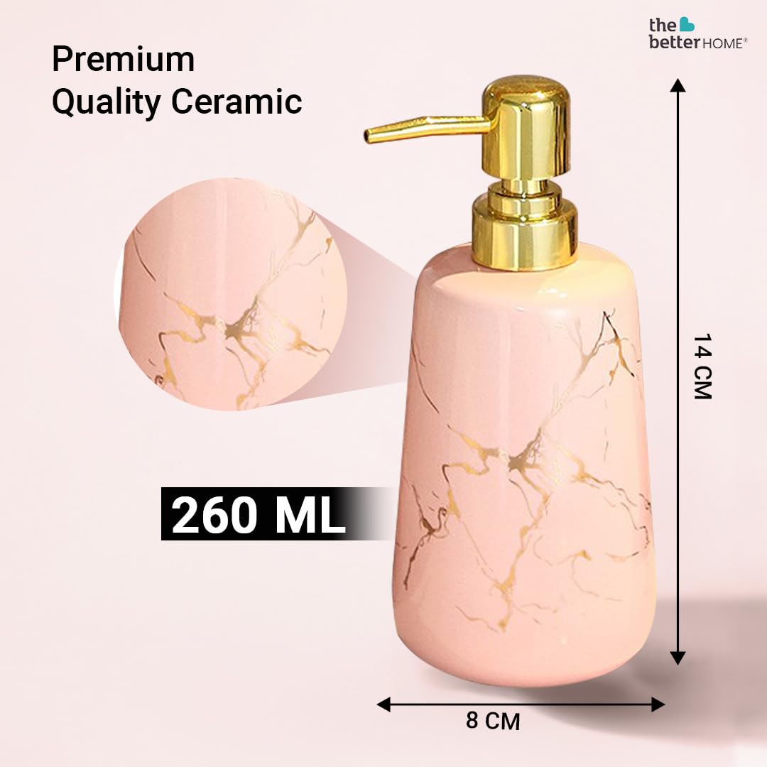 Set of 4: Soap Dispenser Bottles - Elegant Liquid Pump for Kitchen & Bathroom | 260ml | Pink