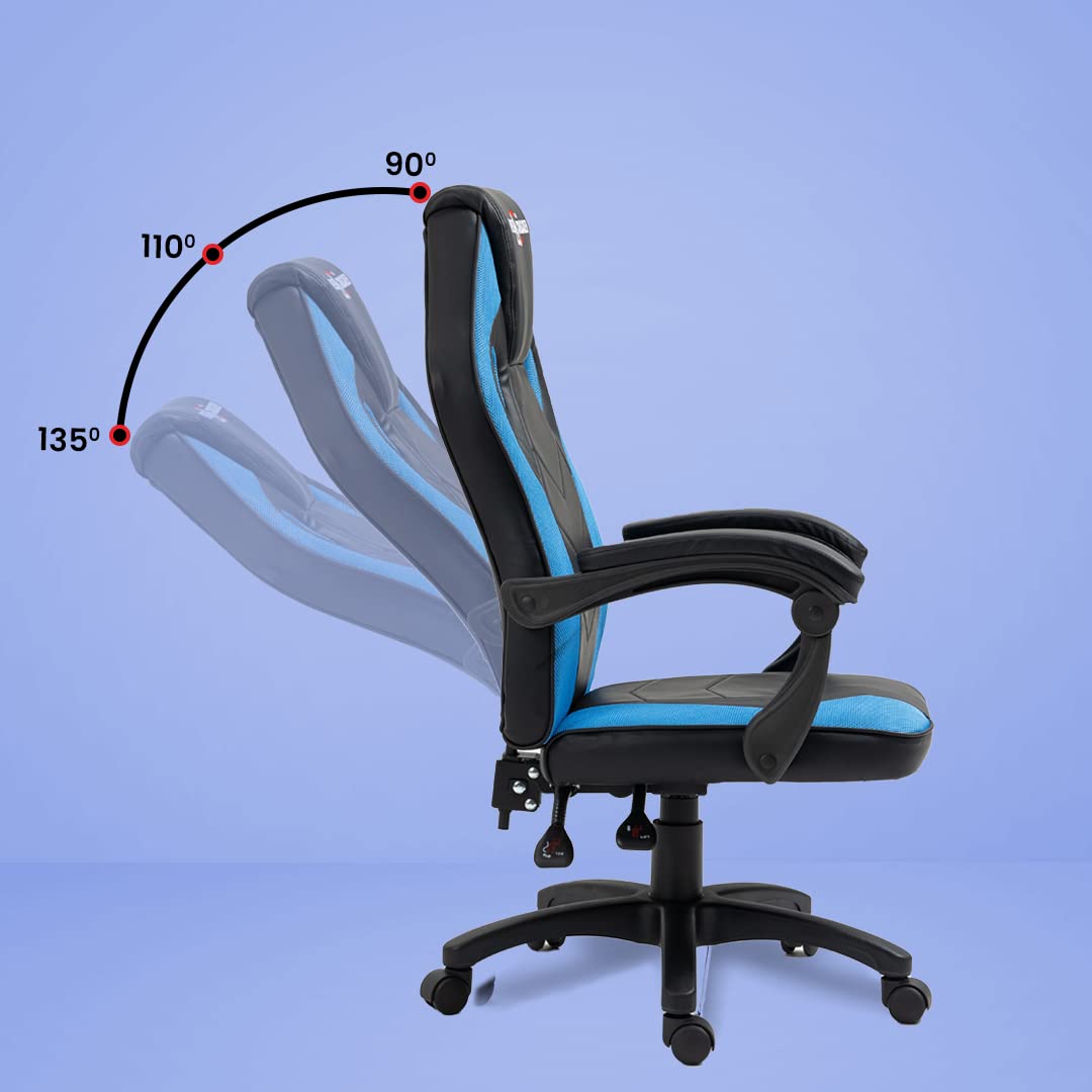 Ergonomic Gaming Chair with Adjustable Lumbar Support, Height & Armrests | Modern Design | Blue