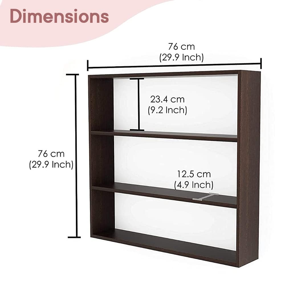 Kuber Industries Kitchen Wall Shelf|Wooden Handicraft Wall Mounted 3 Shelves for Kitchen|Multipurpose Storage Wall Shelf,30"X30" (Brown) (Pack of 3)