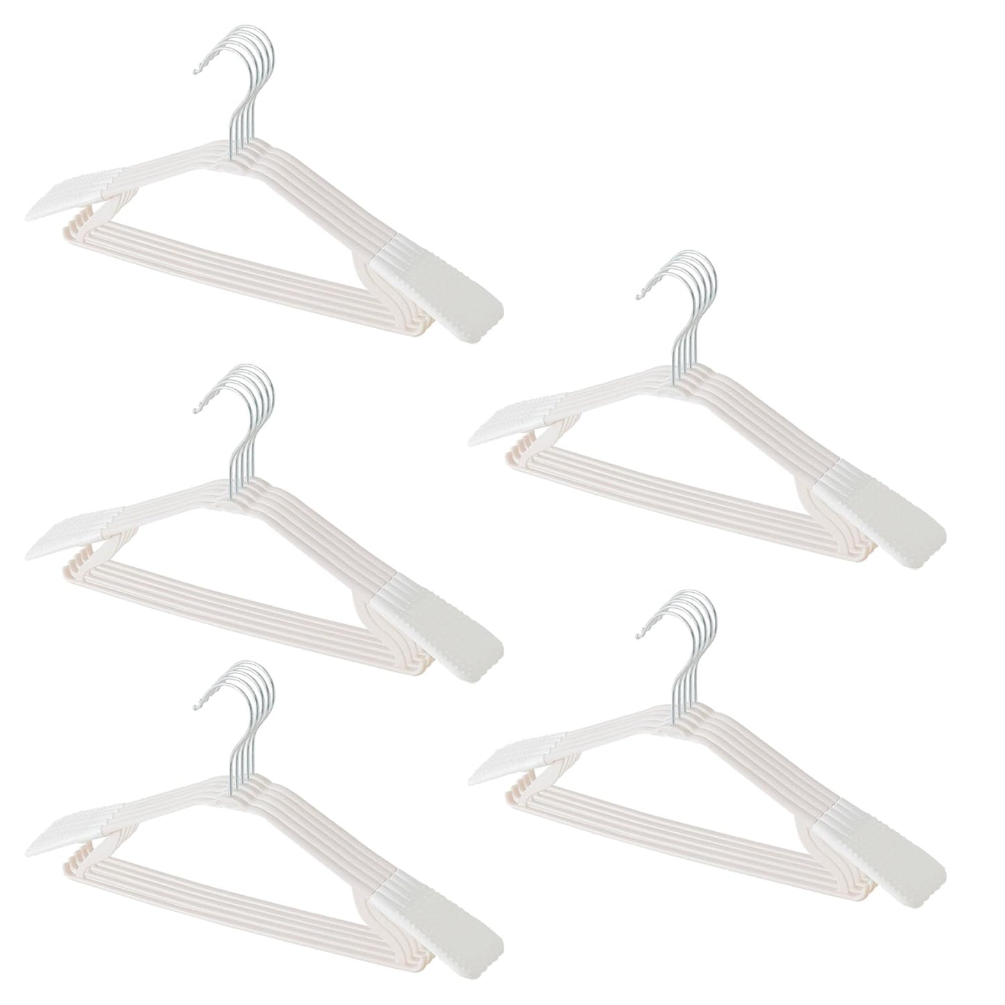 Set of 25: Cloth Hangers with Zinc Plated Steel Hooks | Durable & Convenient | White | Perfect for Organizing