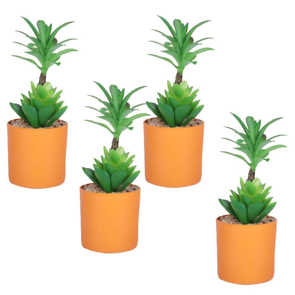 Pack of 4: Artificial Indoor Plants with Natural Look | Includes Pots | Decorative | Green Color