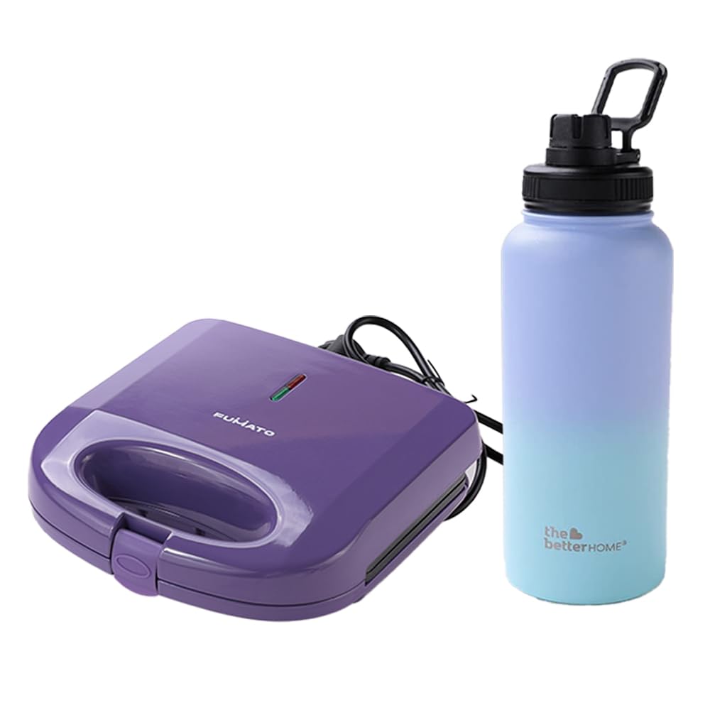 The Better HomeFUMATO Presswich Sandwich maker Purple & Insulated Bottle 1 litre Purple (Pack of 1)