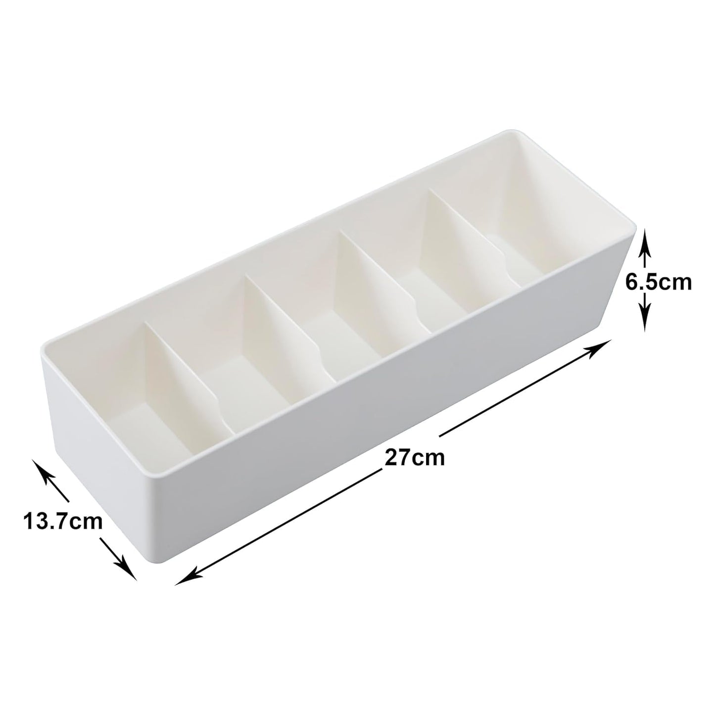 Kuber Industries Cloth Storage Box 5 GridDrawer Divider|Wardrobe Organizer For clothes-Pack of 6 (White)