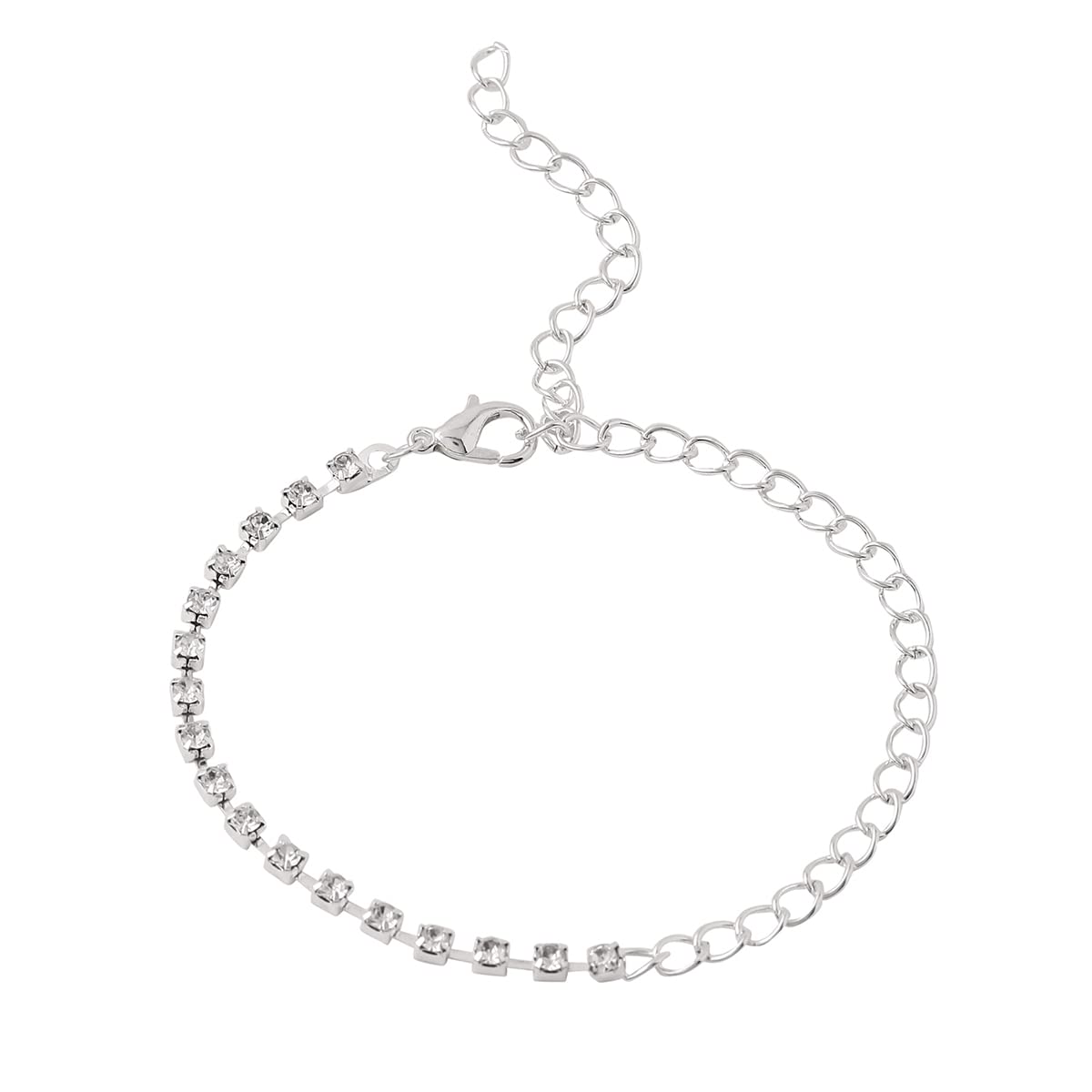 Yellow Chimes Silver Toned Crystal Necklace Set - Stylish Casual Look