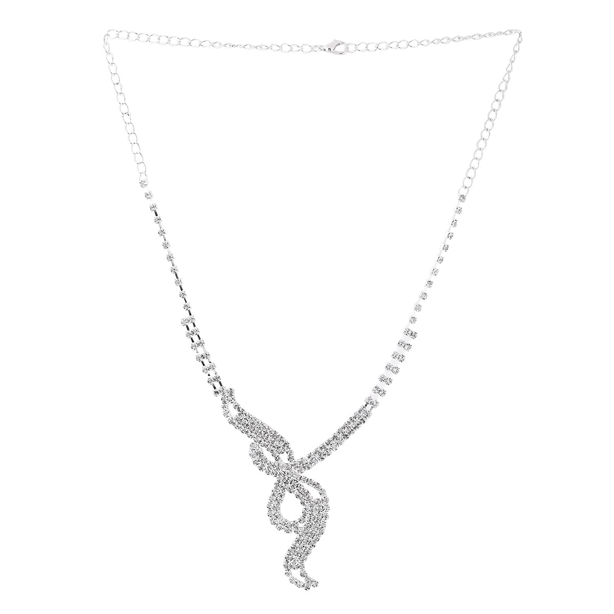 Yellow Chimes Silver Toned Crystal Necklace Set - Ideal for Valentine's Day