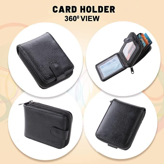 Kuber Industries Card Holder Wallet for Men Women|Debit Credit Card Holder|Wallet for Id, Visiting Card, Buisness Card|RFID Protected|Button & Zipper Closure Wallet|Black (Pack of 3)