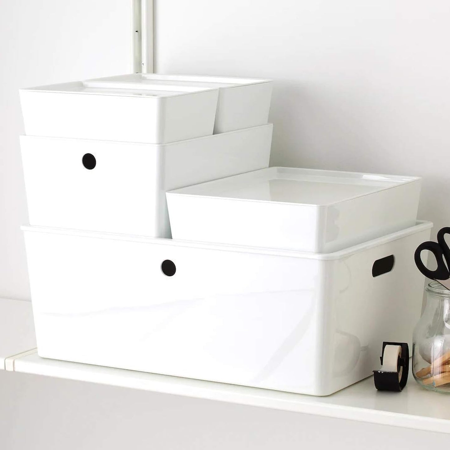 Combo: Multipurpose Sturdy Cloth Storage Box with Lid | Spacious & Durable | Size: Large | Color: White