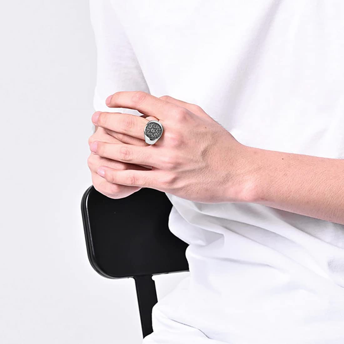Yellow Chimes Men's Stainless Steel Ring - Night Out Accessory