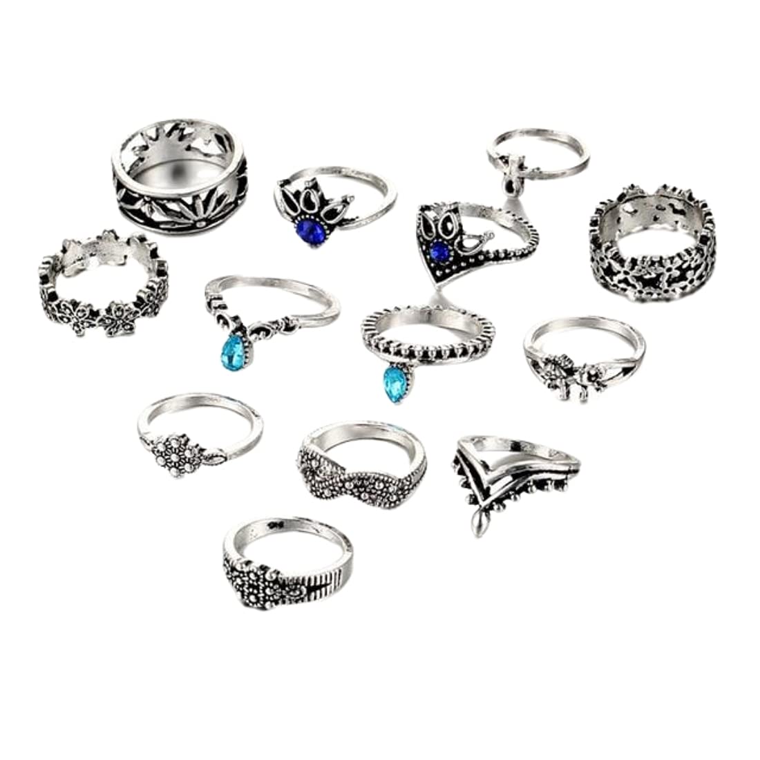 Yellow Chimes oxidised midi rings - trendy fashion statement