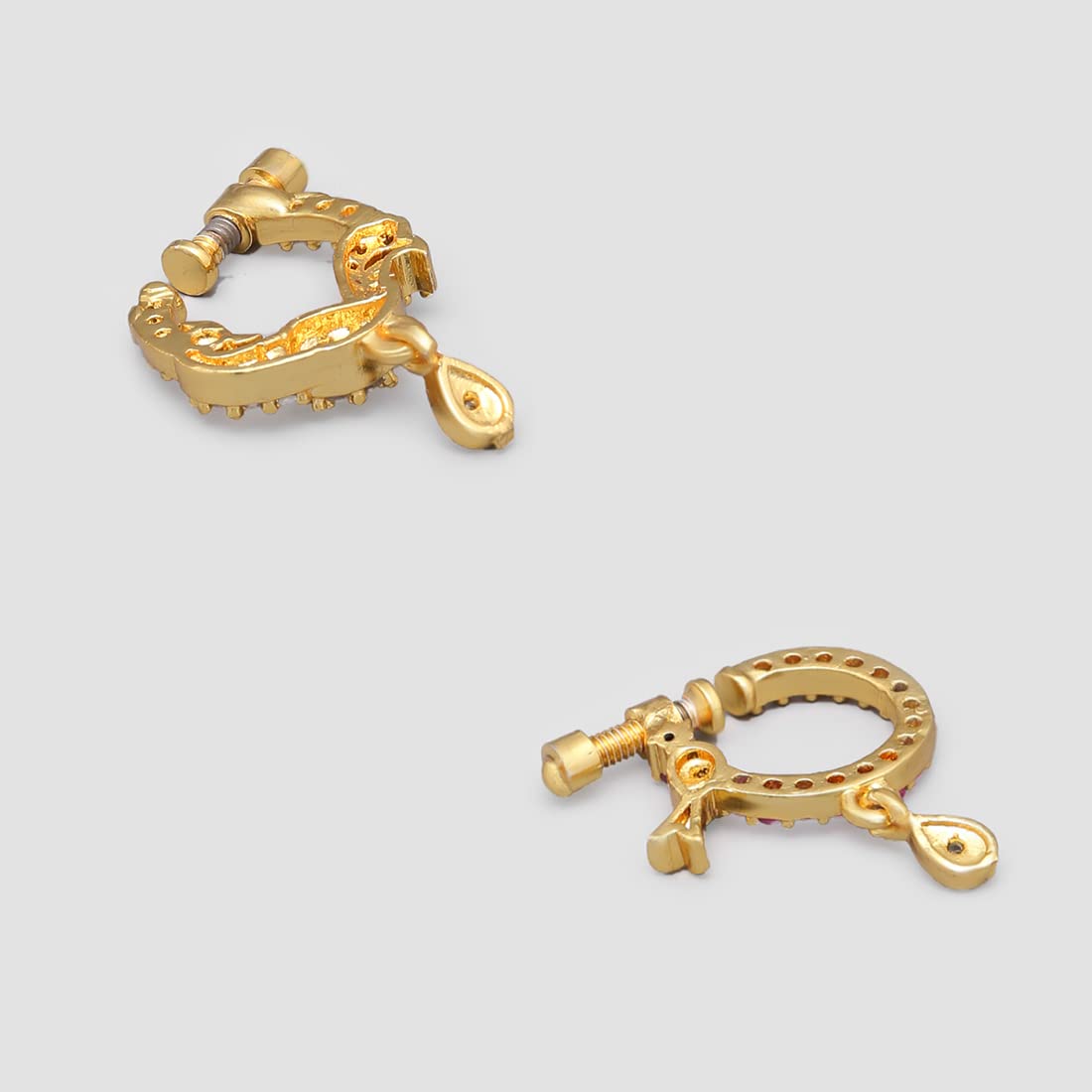 Yellow Chimes Nose Pins - AD-Studded Jewelry Set