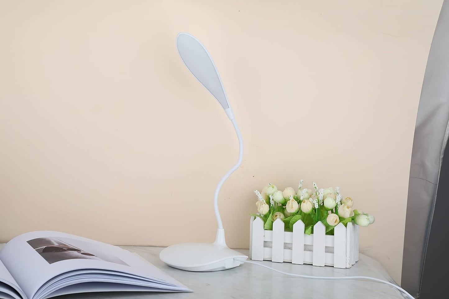 Combo: Water Drop Table Lamp with USB Plug-in | Includes LED Bulb | Size: Standard | Color: White