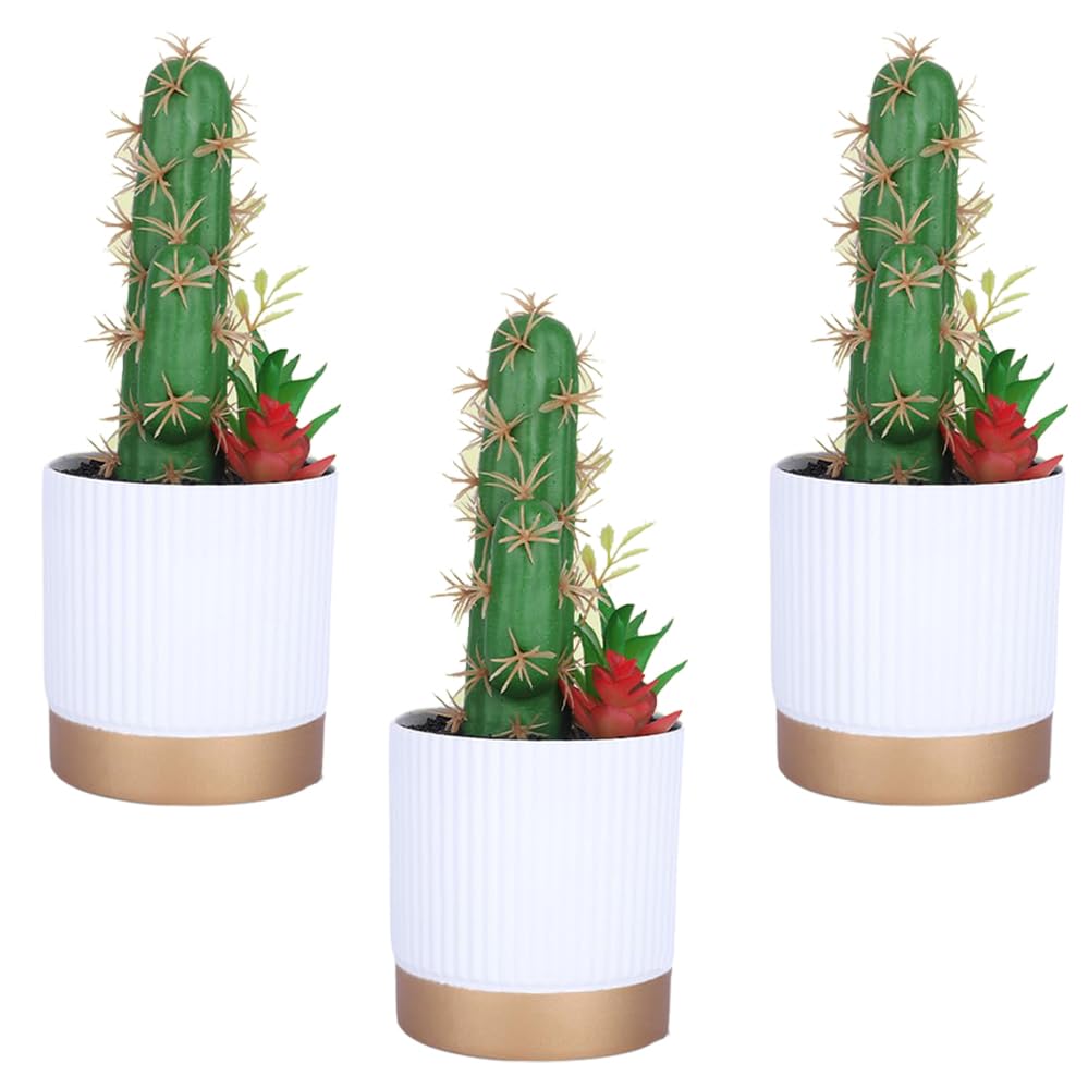 Pack of 4: Artificial Indoor Plants - Natural Looking, Perfect for Home Décor | Includes Pots | Color: Green