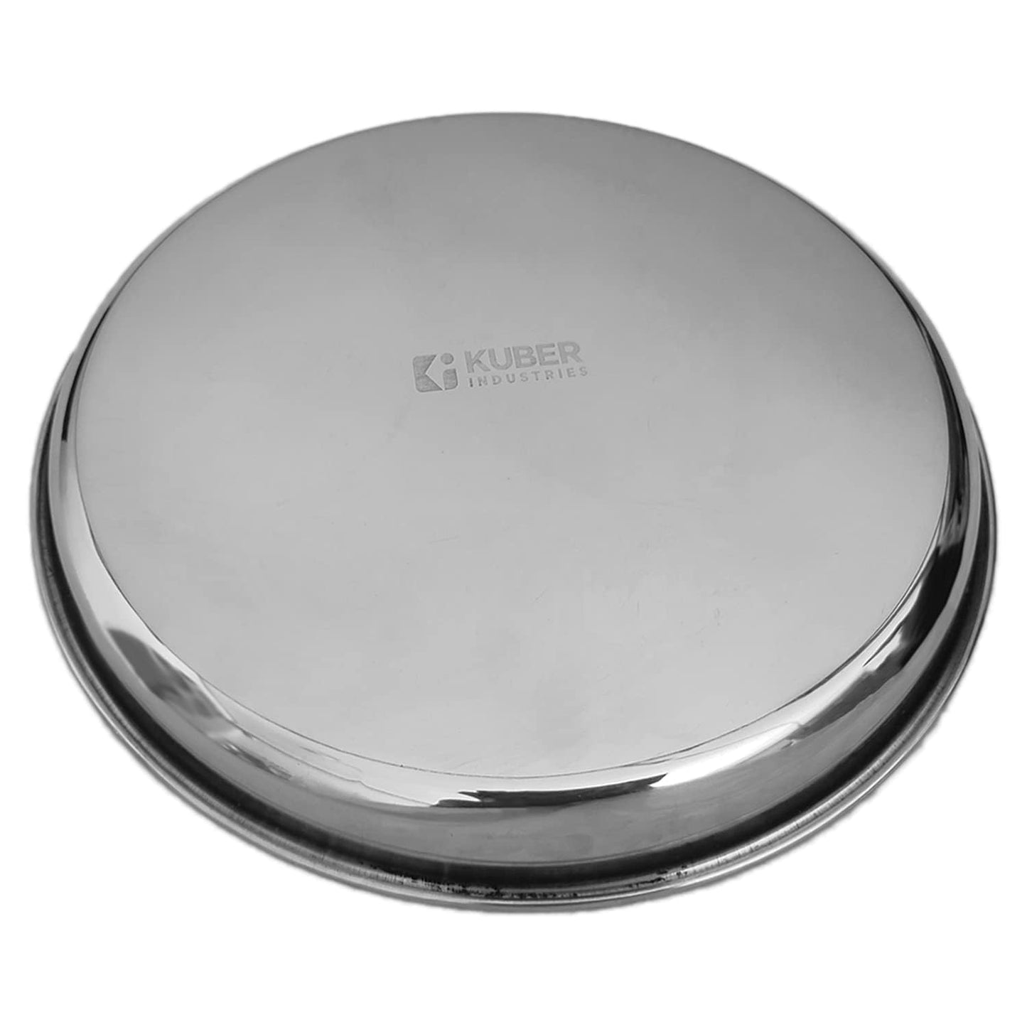 Kuber Industries Stainless Steel Dinner Plates Set of 6 | 29 cm Dia I Heavy Gauge & Deep Base | Mirror Finish | Multi Purpose Steel Thali Set of 6 (Pack of 2)