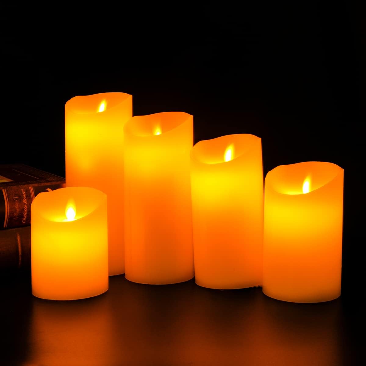 Pack of 4: LED Candles - Flameless, Battery Operated, Yellow Light | Set of 4 | Perfect for Diwali | Gray