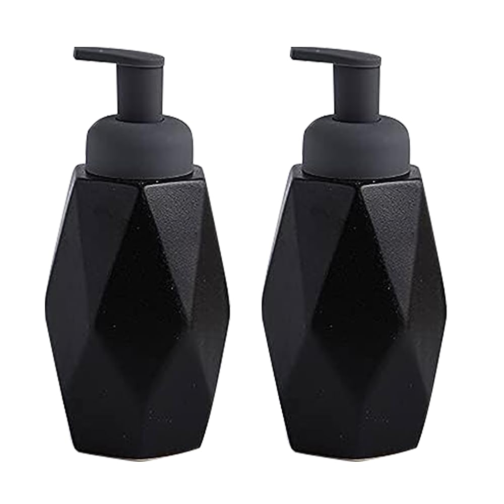 Set of 2: Ceramic Liquid Dispenser Bottles - Ideal for Shampoo, Lotion & Sanitizer | 400ml | Black