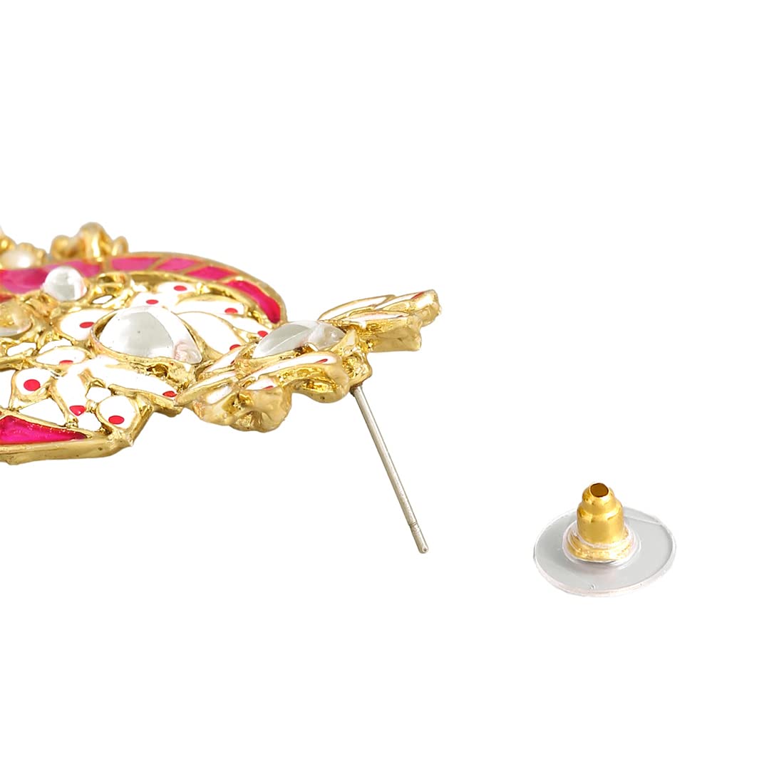 Yellow Chimes Pink Meenakari Jhumka Earrings - Birthday gift