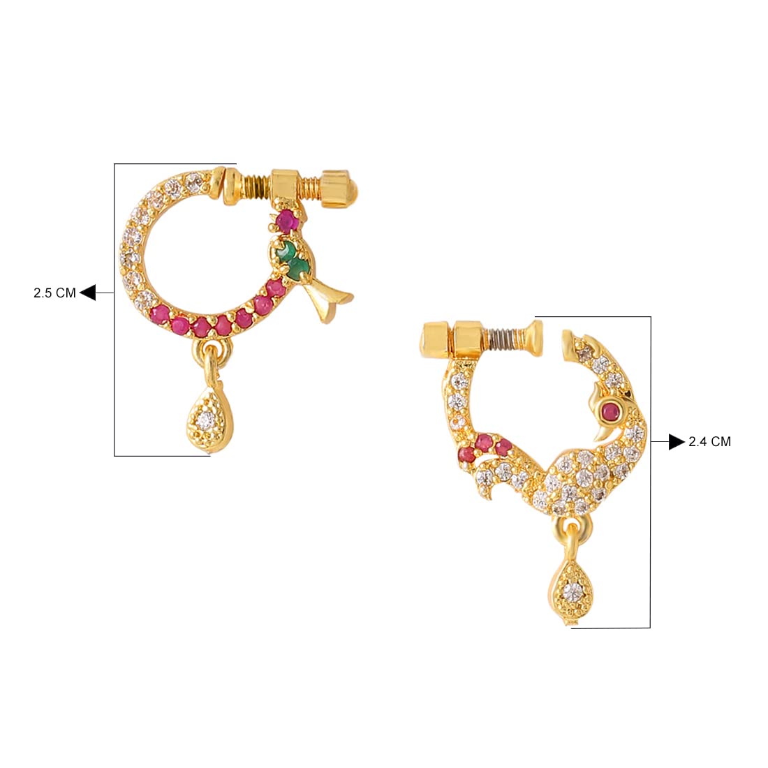 Yellow Chimes Nose Pins - Elegant Wedding Accessory