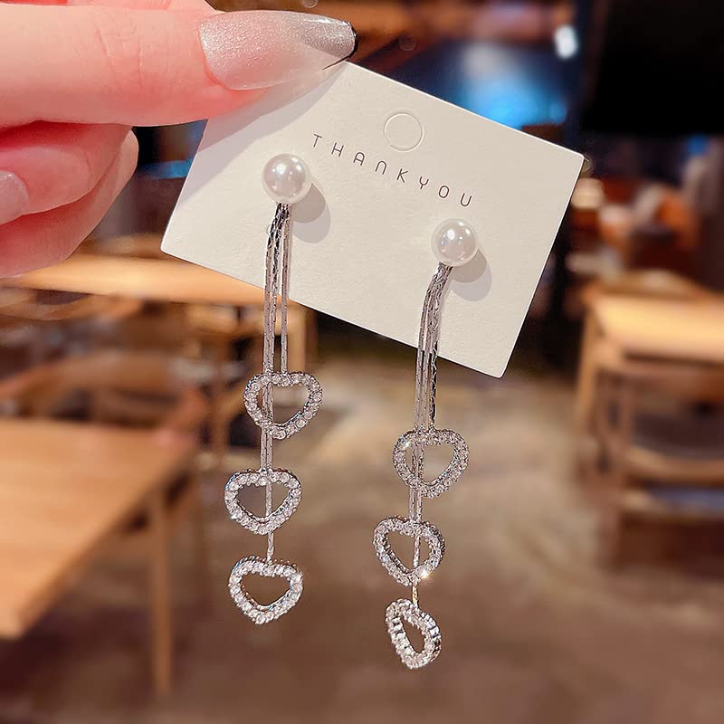 Yellow Chimes Silver Pearl Dangler Earrings - Birthday gift