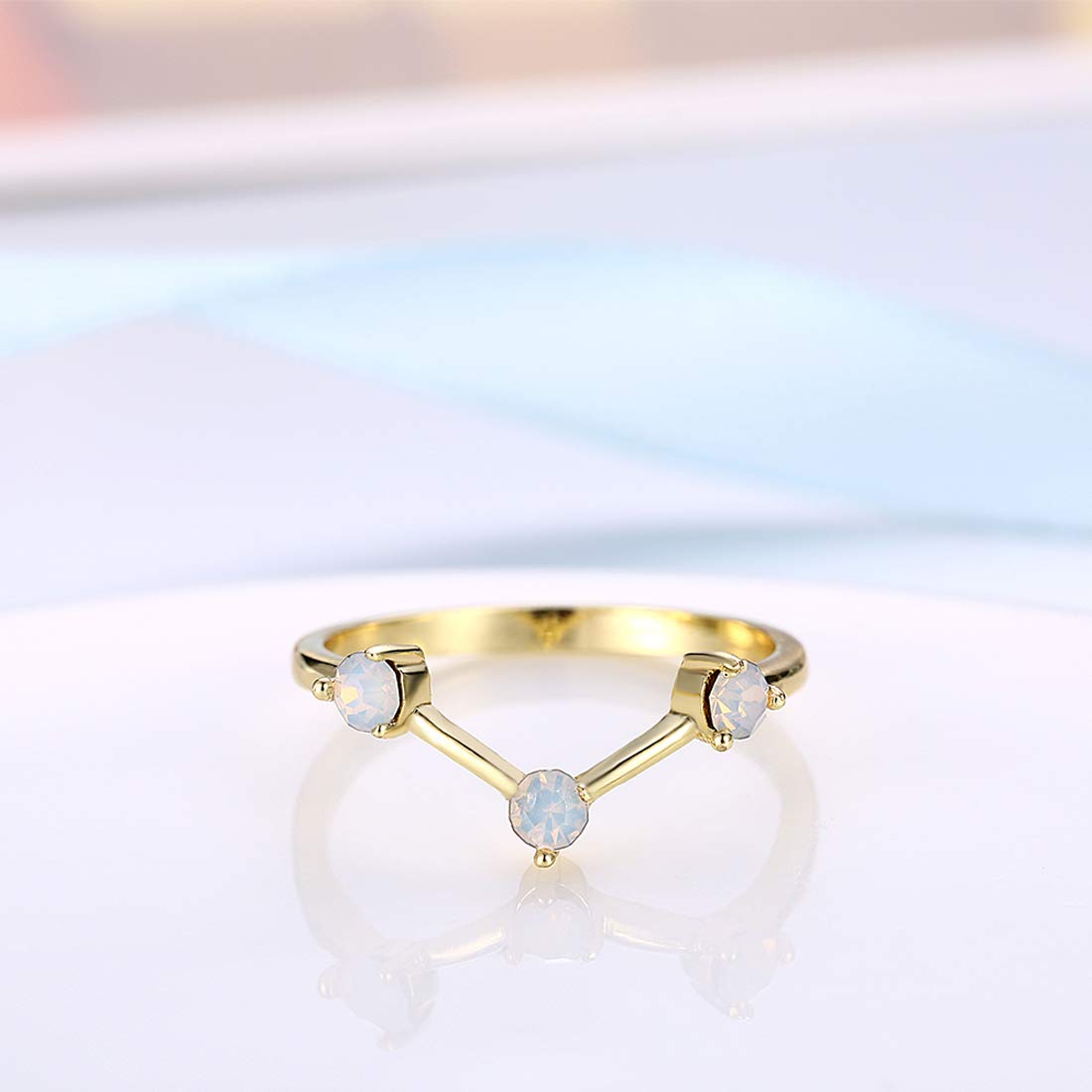 Yellow Chimes Creative Opal Band Ring - Fashion Statement Piece